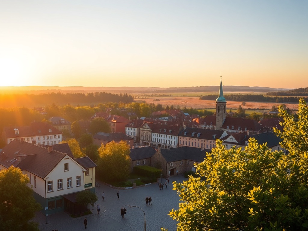 Panorama Kostrzyna nad Odrą z widokiem na rzekę Odrę i fragmenty twierdzy.